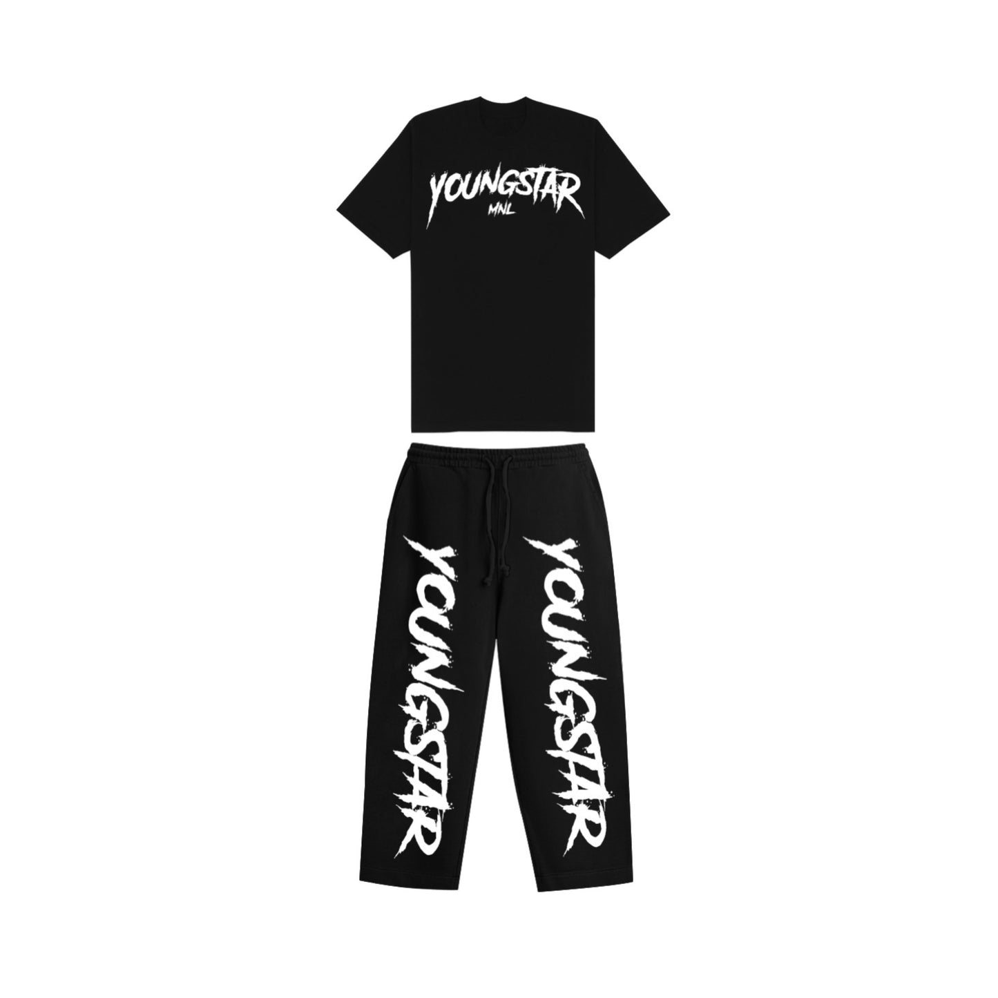 YS CLASSIC TEE DRIP X YS BAGGY SWEATPANTS, BLACK DRIP SET