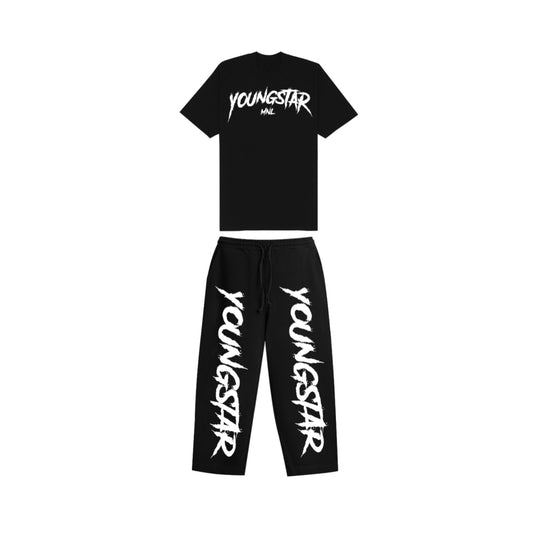 YS CLASSIC TEE DRIP X YS BAGGY SWEATPANTS, BLACK DRIP SET